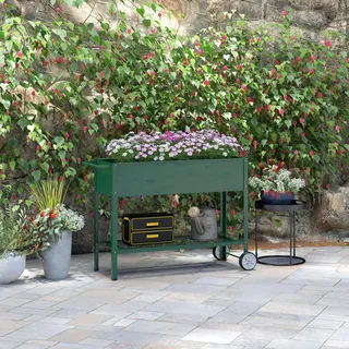Outsunny Hochbeet, Grün, Metall, Kunststoff , 44x80x109 cm , Gartenzubehör, Hochbeete