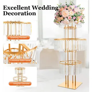 Blumenständer - Tischdeko für Hochzeit - 5 Ebenen - Freistehend - Eisen - Für Partys & Bankette - Gold - Gold