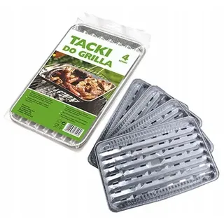 Große Aluminium-Grillschalen 4 Stück - Silber