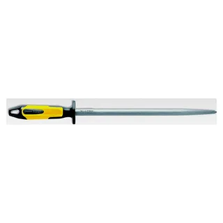 F. DICK Fleischerstahl 30 cm (Griff gelb/schwarz, runder Wetzstahl mit 2 K-Griff, Oberflächenhärte über 65° HRC, Schleifstein für Kochmesser) - Gelb, Schwarz