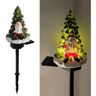 LED Solar-Weihnachtsmann und Baum Bodenlampe, Weihnachtsatmosphäre im Freien Dekoration Harz Licht, süße ältere und Baum Hof warme Lichter.
