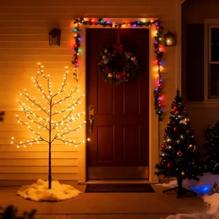 CCLIFE LED Lichterbaum 150cm, LED Baum, Innen und Außen weihnachtsdeko, Kirschblütenbaum Lichterdeko, Warmweiß, IP44, 150 LEDs Deko