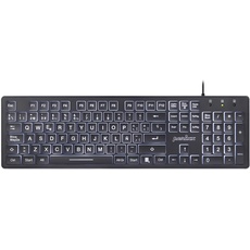 Perixx Peribook 317 ES, Standard-Tastatur mit Hintergrundbeleuchtung, große, Bedruckte Buchstaben, mit Kabel, spanische QWERTY mit Ñ, Schwarz