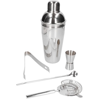 Whiskey Rocks 5-er Cocktail Shaker Set - Cocktail & Bar Zubehör - Paris Shaker 750 ml - Barkeeper Set - Bar Set - Cocktail Messbecher - Barlöffel - Edelstahl - Silber