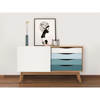 Woodman Sideboard »Hilla«, Kommode im angesagten skandinavischen Look, Breite 130 cm, blau