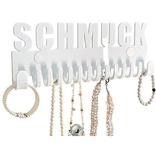 Schmuckhalter wand Design by GALEARA Kettenhalter mit Jewelry Schriftzug Schmuckaufbewahrung (Mika Schmuck Weiß)