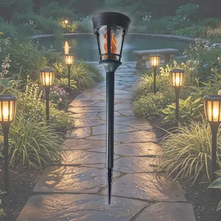 BOLD 1x LED Solarfackel außen - Solarlampen für Garten mit Flammeneffekt