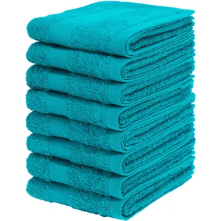 Gästehandtücher OTTO HOME "Vanessa, als Set und Serie erhältlich, 8 Gästehandtücher, 30x50cm", petrol, B:50cm L:30cm, Walkfrottee, Obermaterial: 100% Baumwolle, Handtücher, Gästehandtücher, Handtücher mit Bordüre, 100% Baumwolle, einfarbig, weich