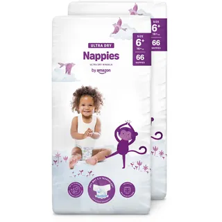 by Amazon Ultra Dry Windeln – Größe 6+ (ab 16kg) – 132 Windeln (2 Packungen à 66 Stück), MULTIPACK (Zuvor unter der Marke von Mama Bear, gleiches Produkt)