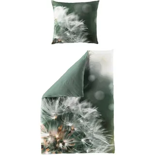 BIERBAUM Bettwäsche 5084, Mako-Satin, 2 teilig, Mako-Satin, 100 % Baumwolle, pflegeleicht; Digitaldruck grün