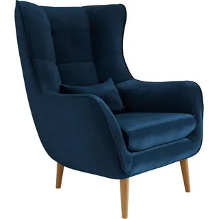 MIRJAN24 Polstersessel Estjano, Ohrensessel, Relaxsessel, Stilvoll Wohnzimmer Sessel (Farbe: Kronos 09) - Blau, Beige