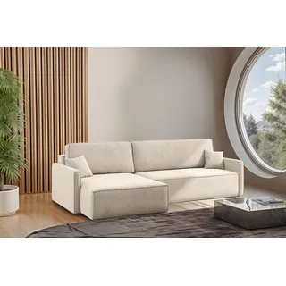 Ecksofa Schlafsofa Sofa LOUIS Stoff Salvador Beige Ottomane Links - Beige