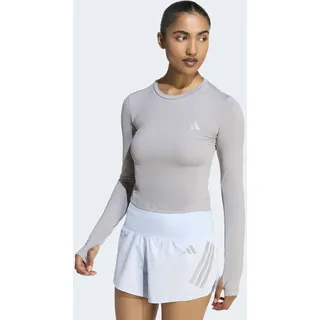 Laufshirt ADIDAS PERFORMANCE "ADI365 RUNNING ESSENTIALS LONGSLEEVE", Damen, Gr. XXL, medium grau heather, Obermaterial: 88% Polyester, 12% Elasthan, Rundhals, Shirts Laufshirt