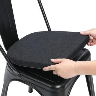 BUYUE Leinen 30x30 Kissen für Metallstuhl 1 Stück, Anti-Rutsch Sitzkissen für Esszimmer Küche Café stapelbare Stühle (U-Form, schwarz, 1 Stück)