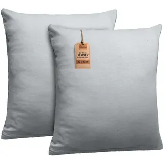 NatureMark 2er Set Jersey Kissenbezüge – Elastisch, weich, atmungsaktiv und hautfreundlich – Waschbare Kissenhülle - 80x80 – Silber Grau