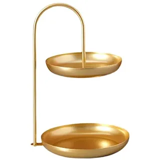 Ejoyous Obst Etagere 2 Etagen Metall Cupcake Ständer Runde Servierplatte Dekorative Tortenständer Obstkorb Etagere für Snacks, Nüsse, Süßigkeiten, Desserts (GOLD)