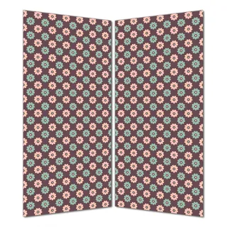 Wallario selbstklebende Duschrückwand 180 x 180 cm mit Motiv Muster mit grünen und rosa-farbenen Blüten - Wandverkleidung mit Hochglanzlaminat in Glasoptik