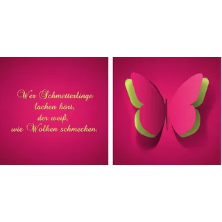 Leinwandbild QUEENCE "Schmetterling", pink (farbe bild(er): rot), B:80cm H:40cm T:2cm, Canvas, Holzrahmen, Bilder, Leinwandbild, Premium-Leinwandstoff, Handarbeit aus Deutschland, Spruch, 2er Set