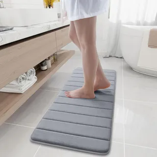 Homaxy Memory Foam Badezimmer, Badezimmerteppich, 40 x 120 cm, Grau