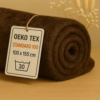 StoffBook BÄRCHENFELL TEDDYFELL FELL STOFF FELLIMITAT (Dunkelbraun, 100x155cm)