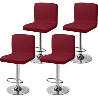 Barhocker-Bezüge 4er-Set – Stretch-Barhocker-Bezug – Rot – Abnehmbare und waschbare Stuhlhussen – Küche, Frühstückstheke, Café - Rot