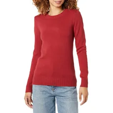 Amazon Essentials Damen Pullover Mit Rundhalsausschnitt Aus 100 % Baumwolle (Erhältlich In Übergröße), Dunkelrot, XXL
