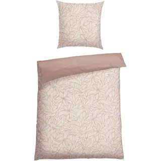 SCHIESSER Bettwäscheset Leaves - Renforcé - 2-teilig - 155 x 220 cm - Taupe