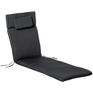 Outsunny Liegenauflage Gartenliege mit Kopfkissen 198 x 53 x 5 cm Grau