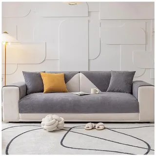 Tauzveok Chenille Sofabezug, 3 2 1 4 Sitzer Sofaschoner rutschfest, Sofadecken Für Sitzfläche, Für L Form, U Form, Ecksofa Sofahusse,Dark Gray,70 * 150cm