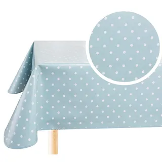 Home Direct Wachstuch Tischdecke Wachstuchtischdecke Abwaschbar Eckig 140 x 240 cm Kleine Tupfen Entenei blau grün