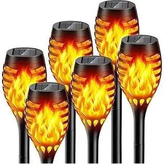 GEARLITE Solarlampen für Außen Weihnachtsdeko 6 Stück, 12 Led Solar Fackel Gartenfackeln Flackernd Realistischer Flammeneffekt IP65 Wasserdicht Garten Solarlampe für Außen Hinterhöfe Rasen Weg
