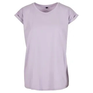 Build Your Brand Damen T-Shirt Ladies Extended Shoulder Tee, lang geschnittenes T-Shirt für Frauen, Baumwolle, Lilac, L