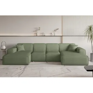 Wohnlandschaft Sofa U-Form CELES PREMIUM XS in Stoff Scala Forest - Grün
