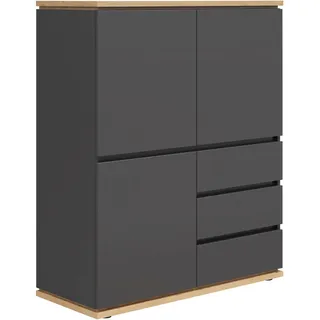 XORA Highboard Graphitfarben, Eiche Artisan, - B/H/T ca. 100,00x121,00x42,00