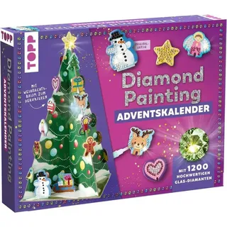 Weihnachtszauber - Der Diamond-Painting-Adventskalender. Mit Material und Werkzeug für 24 Baumanhänger - Bunt