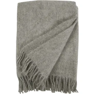 Wolldecke HEITMANN FELLE "Wool", grau, B:130cm L:200cm, Wolle, Wohndecken, Wolldecke, reine Wolle, 130x200 cm, mit Fransen, kariert oder uni, Wohnzimmer