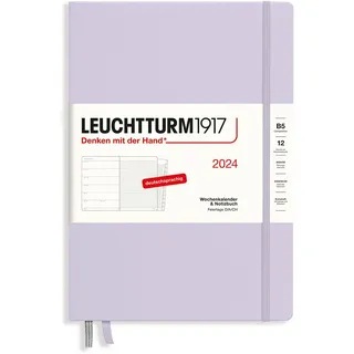 LEUCHTTURM1917 367751 Wochenkalender & Notizbuch Composition (B5) 2024, mit Extraheft für Adressen und Jahrestage, Lilac, Deutsch, 12 Monate