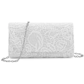 BAIGIO Elegante Clutch Damen Spitze Abendtasche Damen Lovely Clutch Tasche Elegant Handtaschen Spitze Brauttasche Schultertasche für Hochzeit Party Cocktail Weiße