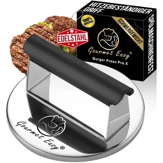 Burgerpresse Edelstahl | Burger Smasher mit hitzeresistentem Griff | Spülmaschinenfeste Burgerpresse | Professionelle Patty Presse perfekt zum Grillen/Braten von Fleisch | Smash Burger Presse