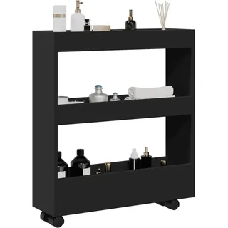 Design Aufbewahrungswagen Schmal 3 Etagen Schwarz Holzwerkstoff, Servierwagen 2024 Neu - Schwarz