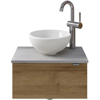 Saphir »Serie 6915 Waschschale mit Unterschrank für Gästebad, Gäste WC«, 51 cm breit, 1 Tür, Waschtischplatte, kleine Bäder, ohne Armatur, braun