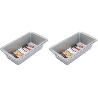 Wilton Rechteckig Brotbackform für Brote und Kuchen Antihaftbeschichtet Kastenform Backform in schwerem Metall - 21,5 x 11,4 x 6,35 cm, Grau (Packung mit 2)