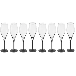 Villeroy & Boch - Manufacture Rock Champagnerglas Set 4-teilig 260 ml, Champagnergläser Schwarz, Gläser Champagner, Prosecco Gläser, Sekt Gläser Schwarz Matt Modern, Sektflöte, Kristallglas
