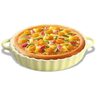 Tutamaz Tiefe Keramik-Kuchenform mit Griffen, Rund Backformen für Kuchen, 21 cm,Keramik Steingut Quicheform, Backform Ideal für Pie, Quiche & Tartes.Griffiges Design, Weiß