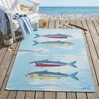 Sansibar Rantum Beach Outdoor-Teppich 190 x 290 cm Blau/Türkis