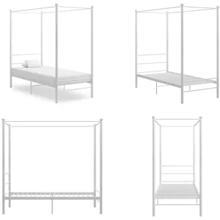 vidaXL Himmelbett Weiß Metall 90x200 cm - Bettrahmen - Metall-Bettrahmen - Bett - Betten - Weiß