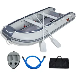 VEVOR Schlauchboot, 6-Personen-Sportboot mit Heckspiegel, Marine-Holzboden und Verstellbarer Aluminiumbank, 680 kg Aufblasbares Fischerbootfloß, Aluminiumruder, Luftpumpe und Tragetasche