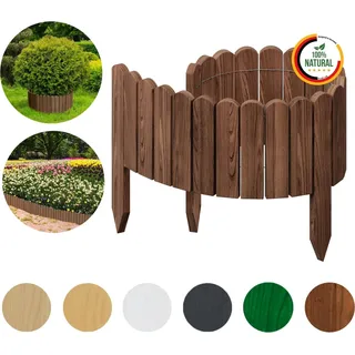 Floranica Rollborder Beeteinfassung 100 x 20 cm Braun Flexibler Holzzaun Deko für Gartenzaun Rasenkante Umzäunung Gartenzaun für Rasenflächen - Braun