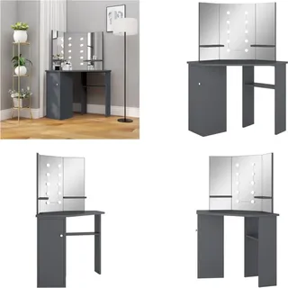 vidaXL Eck Schminktisch mit LED Grau 111x54x141,5 cm - Schminktisch - Schminktische - Kosmetiktisch - Kosmetiktische - Grau
