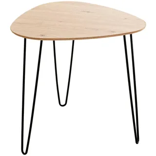 Haku-Möbel Beistelltisch schwarz, Eiche oval Rundrohr, 48x48x48 cm,